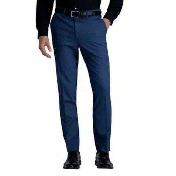 HAGGAR NWT Performance Stretch Pant Straight Fit Blue Mens 36x30 - Picture 1 of 11